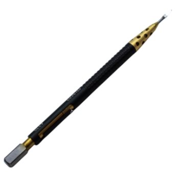 MICS Trapazoid 1.1mm - 1.4mm Tapered Spear Diamond Knife, Straight Dop BlackGold Titanium J-Slot Bayyonet Handle Design.Blade is 0.17mm Thick. 